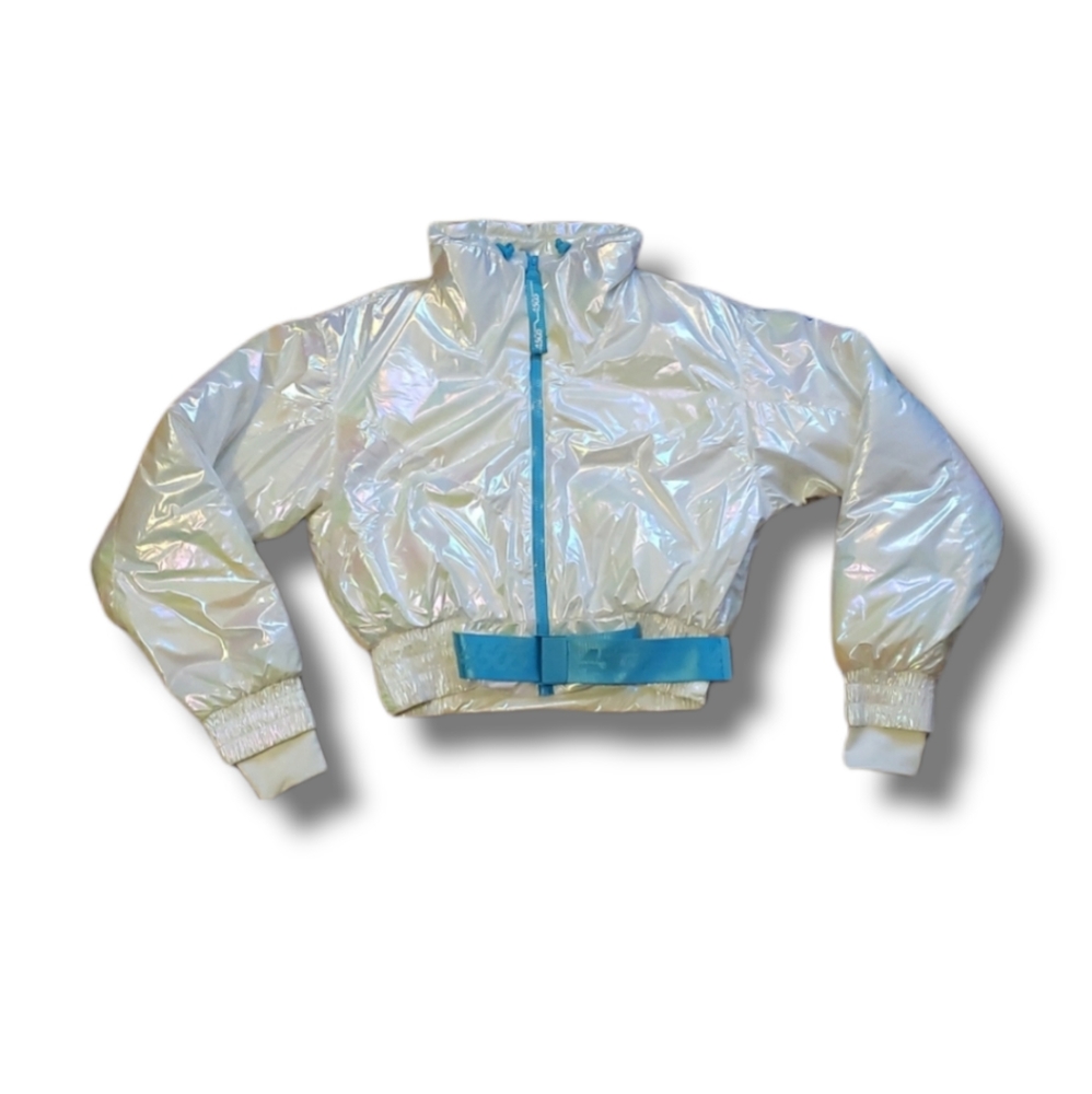 ASOS 4505 Ski Metallic Funnel Neck Crop Jacket with Belt Size 4 NEW